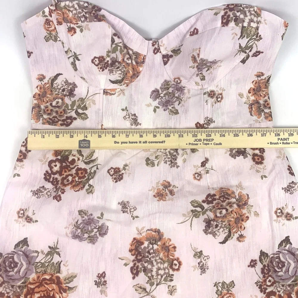H &‎ M Brock Collection Brocade Print Corset Dress Sz L Couquette Strappy Floral